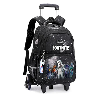 Fortnite Trolley Bag Easy Stair Climbing Anime Waterproof Wheeled Backpack Large Capacity Student Schoolbag Casual Travel Bag
