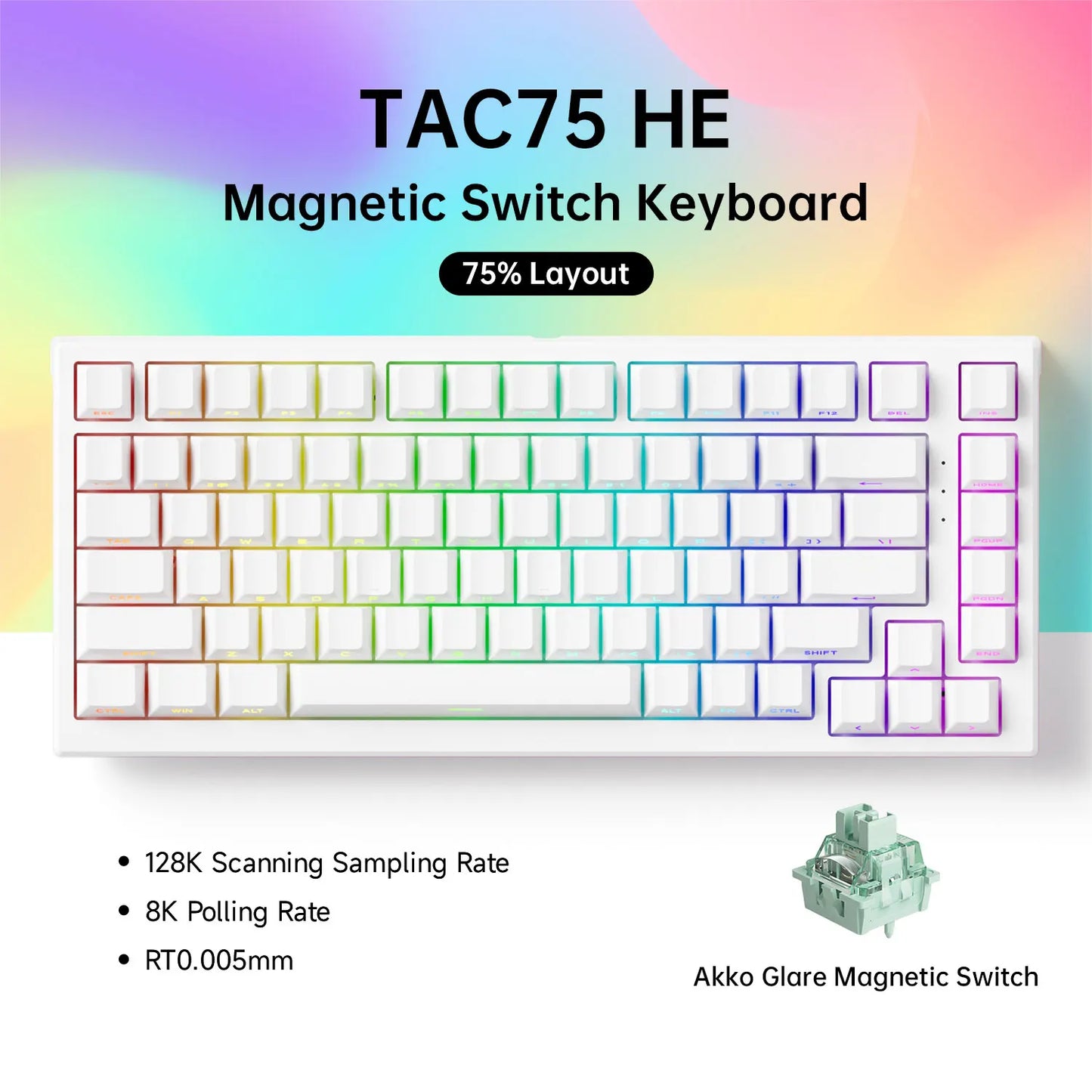 Akko TAC75 HE Magnetic Keyboard 75% Magnetic Switch Rapid Trigger 0.005mm ARGB 8K Polling Rate Wired Gamer Customized Keyboard