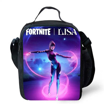 Lunch-Taschen für Kinder, Cartoon-Fortnite-Schul- und Picknicktaschen für Mädchen und Jungen, isolierte Kühltaschen für Kinder, tragbar und leicht