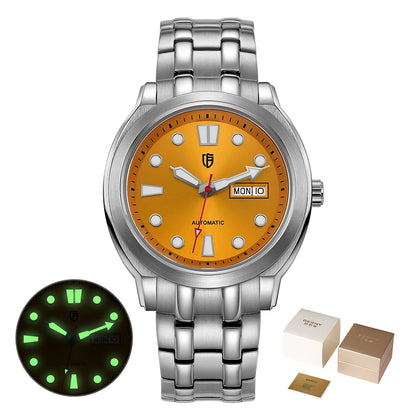 BERNY Automatic Men Watch Supper Luminous Sapphire Stainless Steel 100M Waterproof Business Casual Mechanical Wristwatch for Men