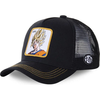 Casquette Dragon Ball Son Goku pour l'été, casquette de voyage à visière, casquette pour homme brodée, style hip-hop en maille, visière pare-soleil, casquette de baseball, sport de plein air