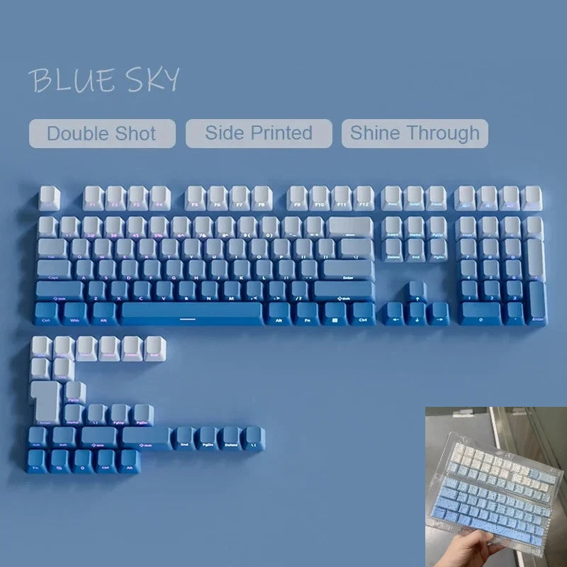 Neue Keycaps für 60/64/84/98/108 Gaming-Mechaniktastaturen mit MX-Switches, 135 Tasten, OEM PBT, seitlich graviert, Farbverlauf in Rot und Schwarz