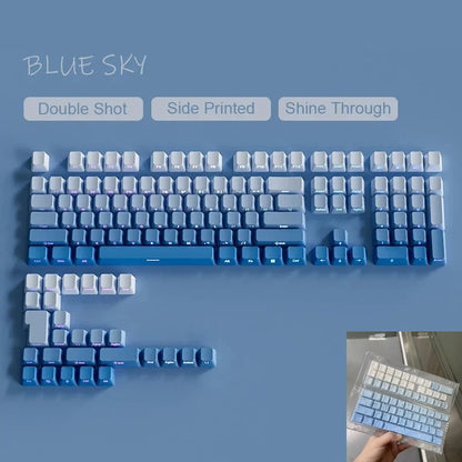 Neue Keycaps für 60/64/84/98/108 Gaming-Mechaniktastaturen mit MX-Switches, 135 Tasten, OEM PBT, seitlich graviert, Farbverlauf in Rot und Schwarz