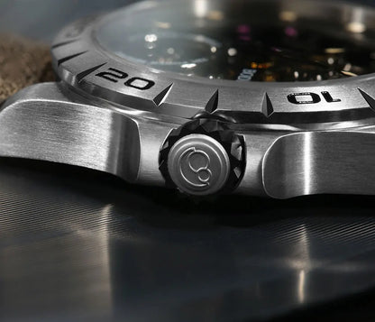 Boderry Urban Men's Titanium Watches Top Brand Fashion Skeleton Automatic Mechanical Waterproof Watch Hi-beat 72H Power-reserve
