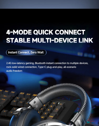 HaaYot Professional Wireless Gaming Headset Bluetooth 6.0 with 7.1 Surround Sound, Low Latency 15ms Gaming Headphones with Mic for PC PS5 Switch Mobile