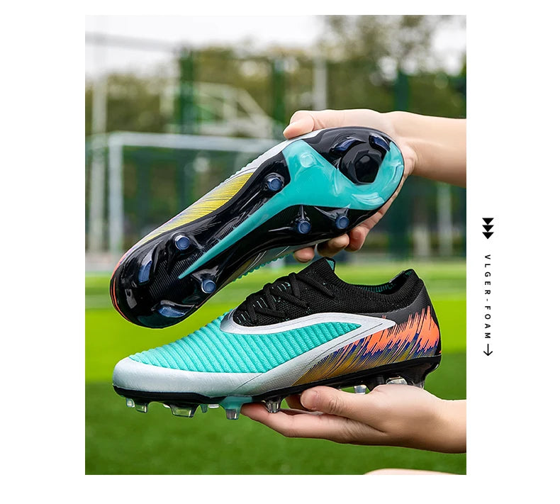 Botas de fútbol para hombre, nuevas, ultraligeras, para entrenamiento al aire libre, dropshipping, zapatillas de fútbol con tacos, clavos largos FG antideslizantes