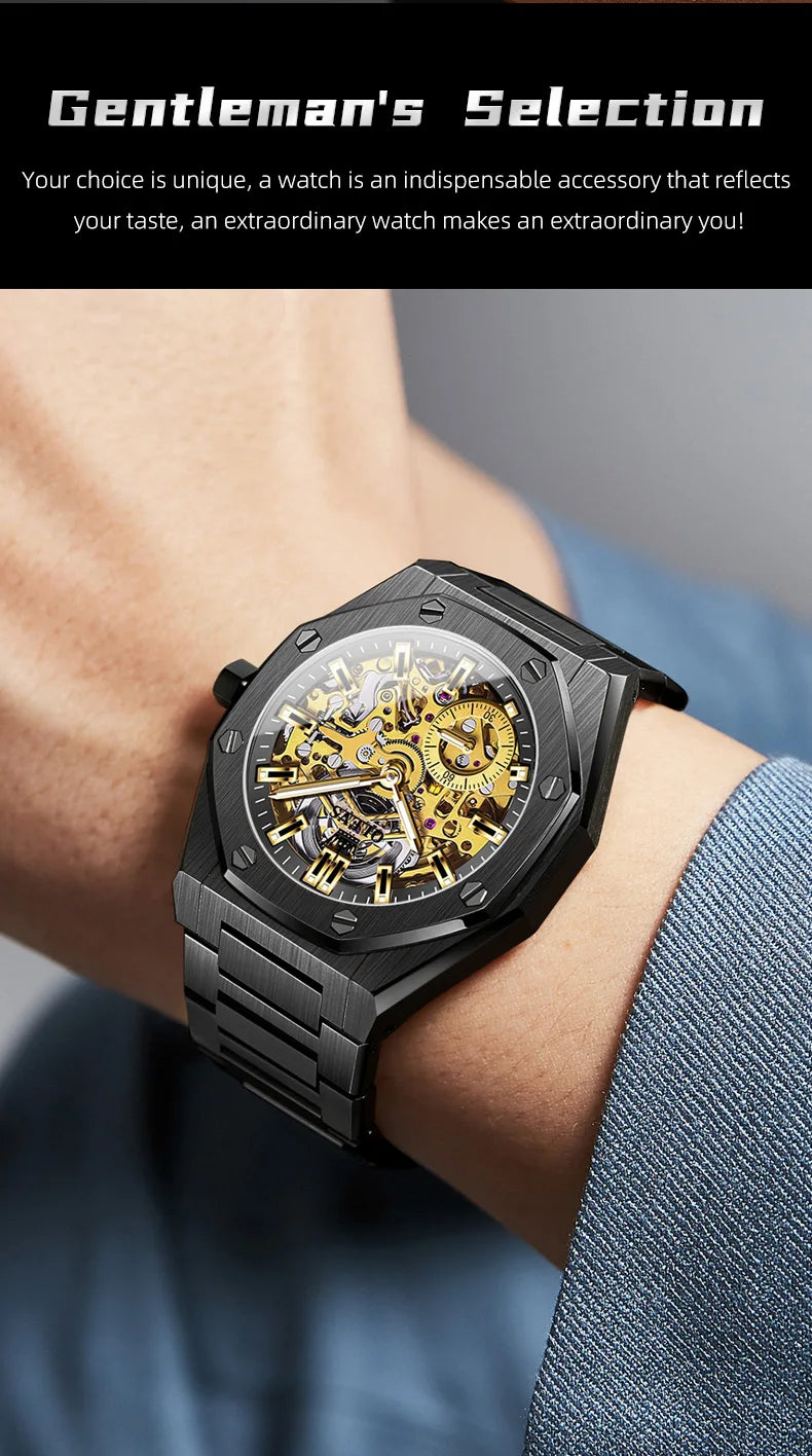 OLEVS 6669 Fully hollow men's watch luxury automatic mechanical watch men's 30M waterproof Man Wristwatches