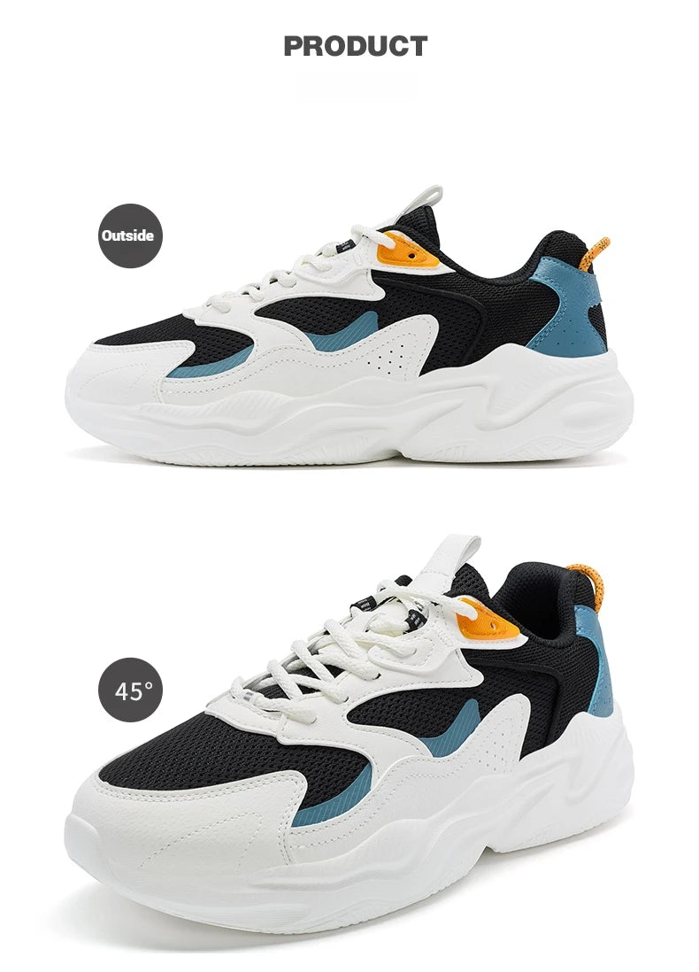 Xtep Casual Shoes For Men Breathable Thick Sole Heightened Lightweight Strong Wrapping Street Style Sports Shoes 977319320047
