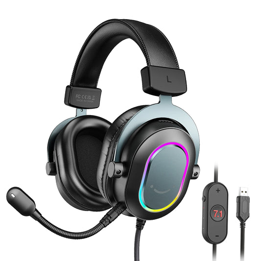 Casque de jeu USB FIFINE avec son Surround 7.1/contrôle de ligne/mode 3EQ, casque RVB avec micro, Plug and Play, pour PC/PS5 -H6