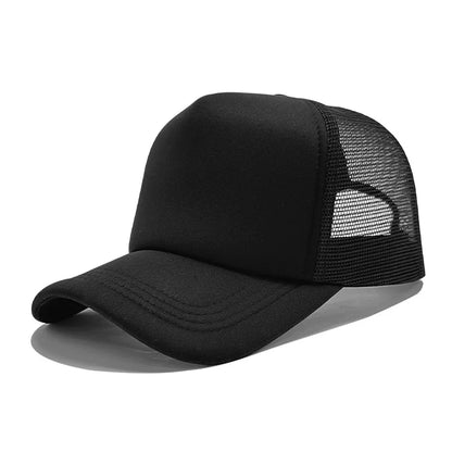 Sponge Mesh Baseball Cap - Unisex Solid Color Trucker Hat Adjustable UV Protection Fashion Breathable Snapback Sun Hat