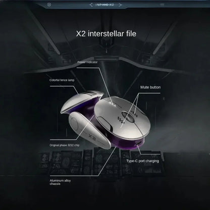 Inphic X2 Tri-Mode Metall-Bluetooth-Funkmaus, leise, wiederaufladbar, E-Sports-Hintergrundbeleuchtung, Gaming-PC- und Laptop-Zubehör, Geschenk
