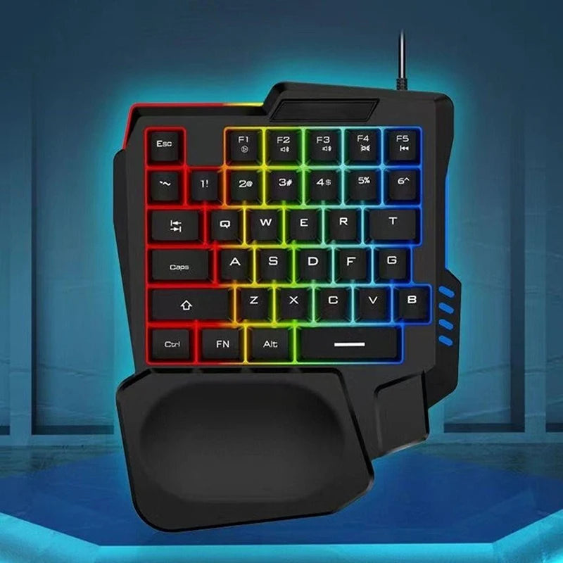 1pc RGB Gaming Keyboard Single Hand Mini USB Ultra-slim Wired 35-Keys OneHandedly Backlight Keyboard For Computer PC Laptop