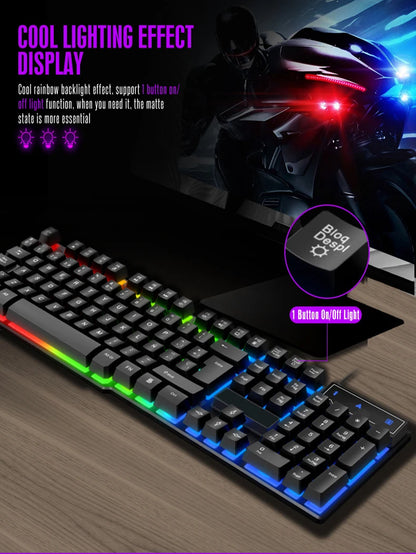 T20 Wired Keyboard Computer Accessories Russian Spanish Keyboard USB Game RGB Backlit Mechanical Touch Keycap Standard 104 Keys