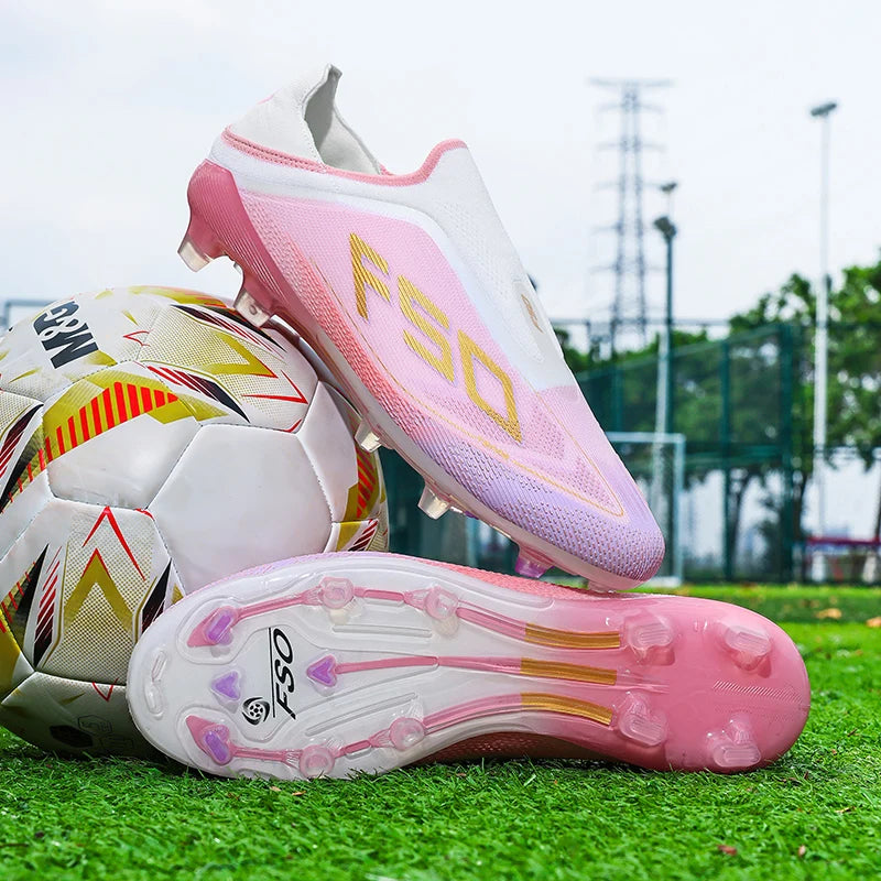 Botas de fútbol para hombre, tacos para césped, alta calidad para partido al aire libre, calzado antideslizante para niños, modelo de caña alta ligero muy vendido