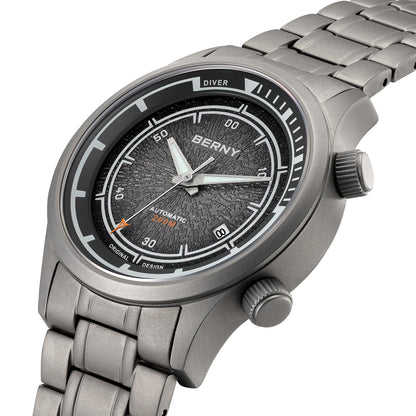 BERNY Automatic Diving Watches for Men Full Titanium Lightweight Super Luminous Mechanical Men's Diver Watch 20ATM Sapphire