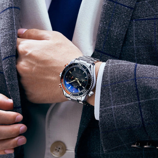 Luxus-Automatikuhr für Herren von PAULAREIS P – Mechanisches Modell aus Edelstahl, wasserdicht, mit Kalender und Leuchtanzeige