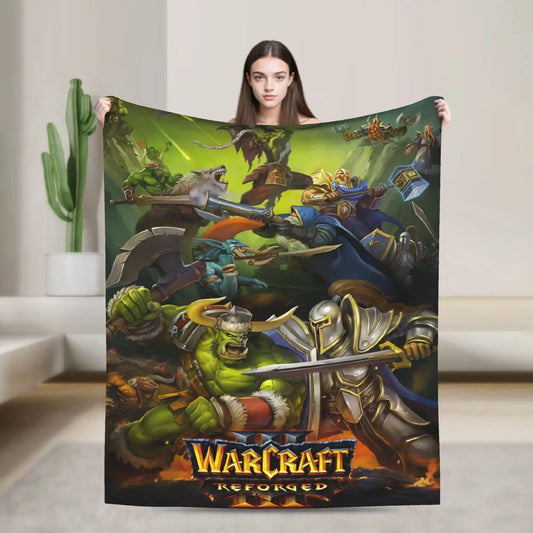Warm Blanket Office WOW World of Warcraft Arthas Retro Game Throw Blanket Flannel Bedspread For Living Room Sofa Bed Cover