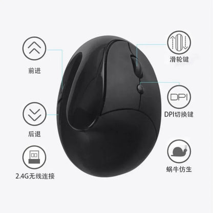 YANFU BNKJ5 Left Hand Wireless Ergonomic Mouse, 2.4G Bluetooth Ergonomic Mouse with Adjustable DPI, Silent Optical Office Mouse for Left-Handed Users