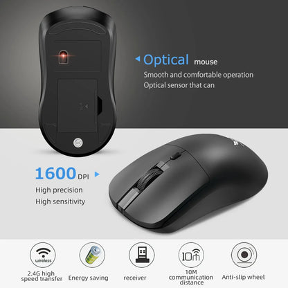 Brezžična miška 2.4G, ergonomska gaming miška, polnilna miška 800/1200/1600DPI za e-šport, pisarno, namizne računalnike in prenosnike
