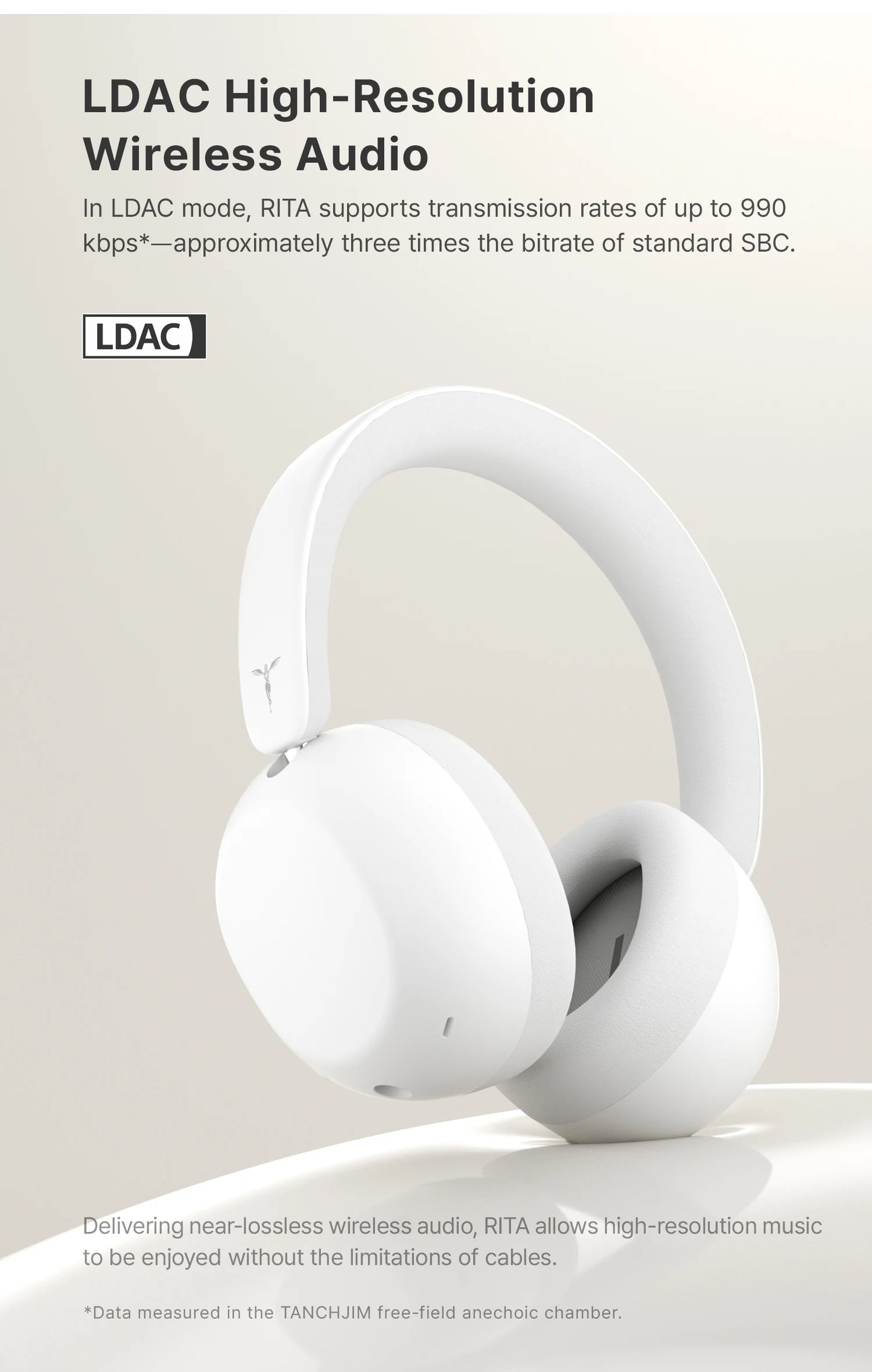 TANCHJIM RITA HiFi Bluetooth Headset Wireless & Wired ANC Headphones, Bluetooth 6.0 LDAC Over-Ear Headphones with 40mm Dynamic Driver, Gaming Headset with ENC & 3.5mm Audio Cable
