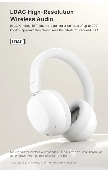 TANCHJIM RITA HiFi Bluetooth Headset Wireless & Wired ANC Headphones, Bluetooth 6.0 LDAC Over-Ear Headphones with 40mm Dynamic Driver, Gaming Headset with ENC & 3.5mm Audio Cable