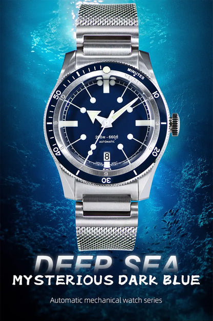 SEA KNIGHT Men 200M Waterproof Diving Watch Sapphire Crystal 316L Steel Mesh Belt C3 Luminous NH35A Automatic Mechanical Watch