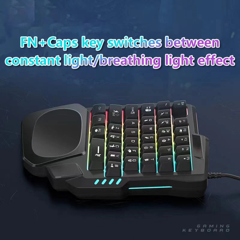 1pc RGB Gaming Keyboard Single Hand Mini USB Ultra-slim Wired 35-Keys OneHandedly Backlight Keyboard For Computer PC Laptop