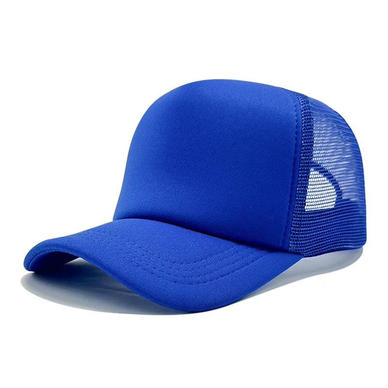 Sponge Mesh Baseball Cap - Unisex Solid Color Trucker Hat Adjustable UV Protection Fashion Breathable Snapback Sun Hat