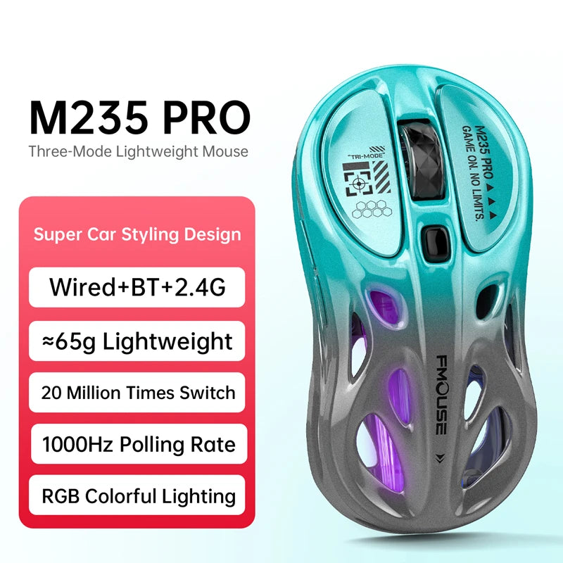 Draadloze 2.4G tri-mode RGB-gamingmuis met hol, lichtgewicht ontwerp, Chroma-verlichting, bekabeld, Bluetooth, e-sports muiscontroller