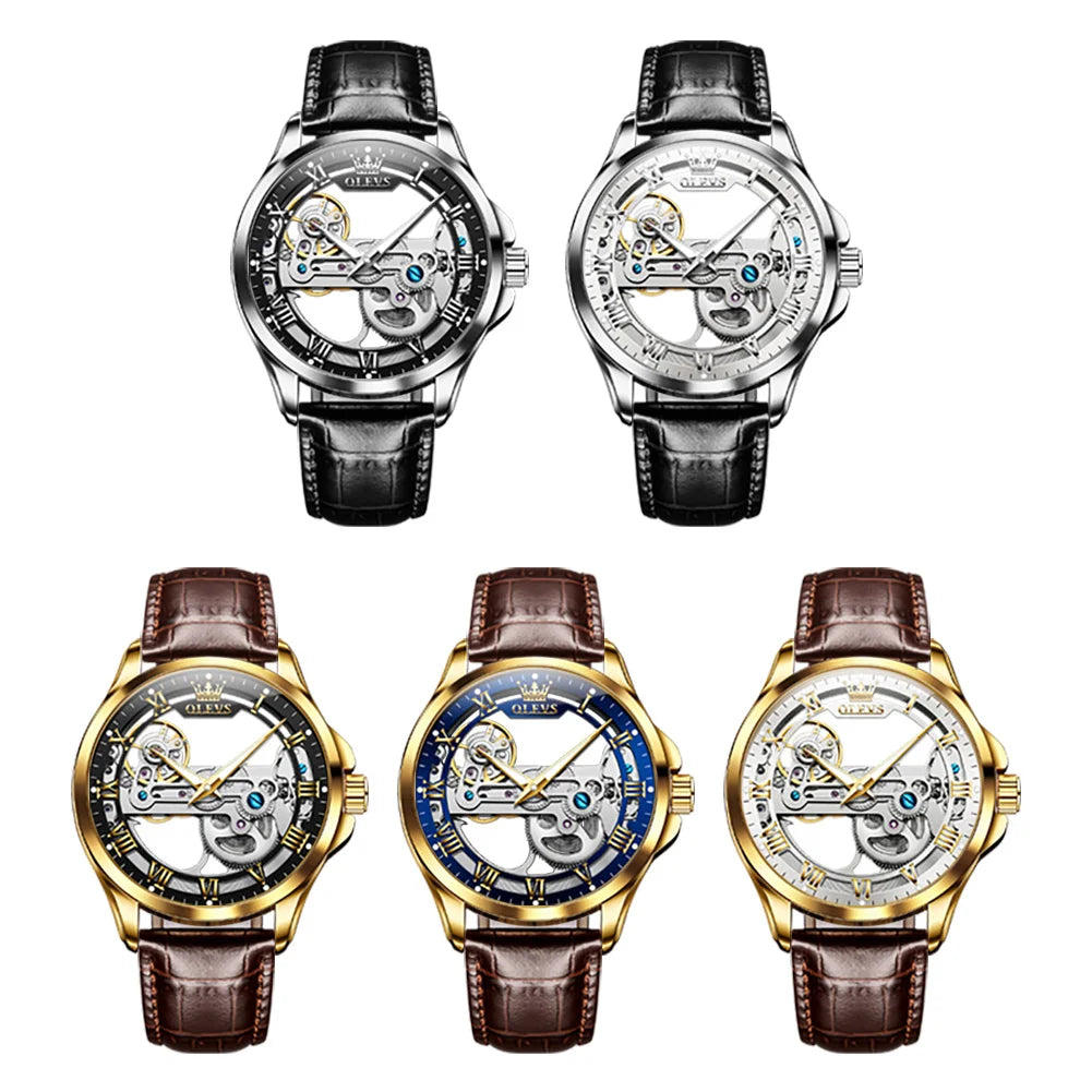 OLEVS 6661 Automatic Watch For Men Skeleton Original Mechanical Movement Men's Wristwatch Waterproof Luminous Sport Men's Watches