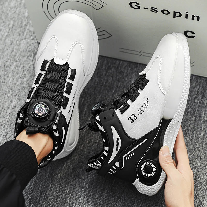 Herren-Sneaker mit drehbarer Schnalle – bequeme, rutschfeste Schnürschuhe für Outdoor-Aktivitäten
