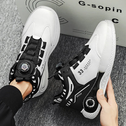 Herren-Sneaker mit drehbarer Schnalle – bequeme, rutschfeste Schnürschuhe für Outdoor-Aktivitäten