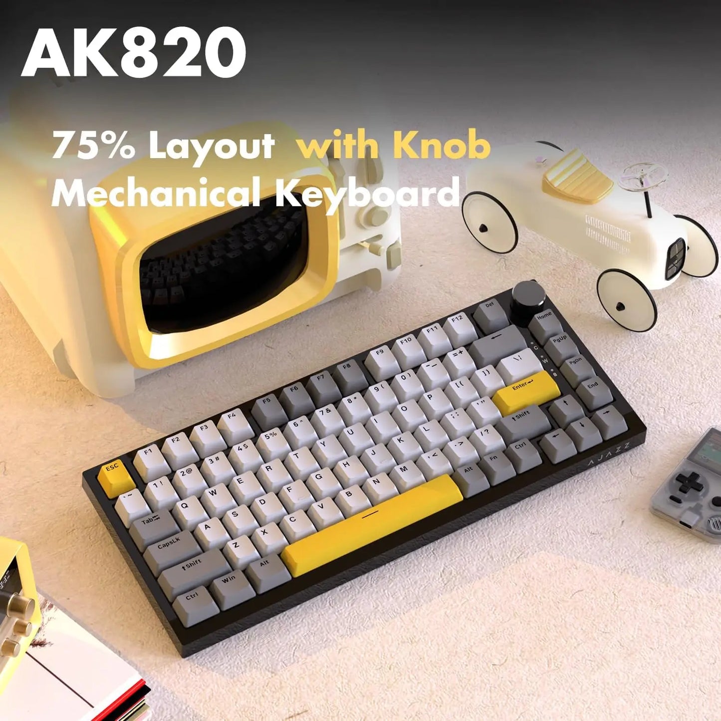 AJAZZ AK820 Wired Gaming Mechanical Keyboard RGB Backlight Hot-Swap Switches, 70% Compact Layout, PC/Mac Compatible