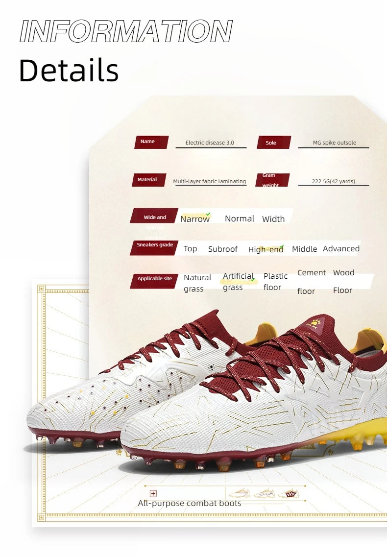 KELME Voetbalschoenen voor volwassenen Heren Disease Electric 3.0 Korte spikes Voetbalschoenen Kinderen MG Professional Wedstrijd- en trainingsschoenen