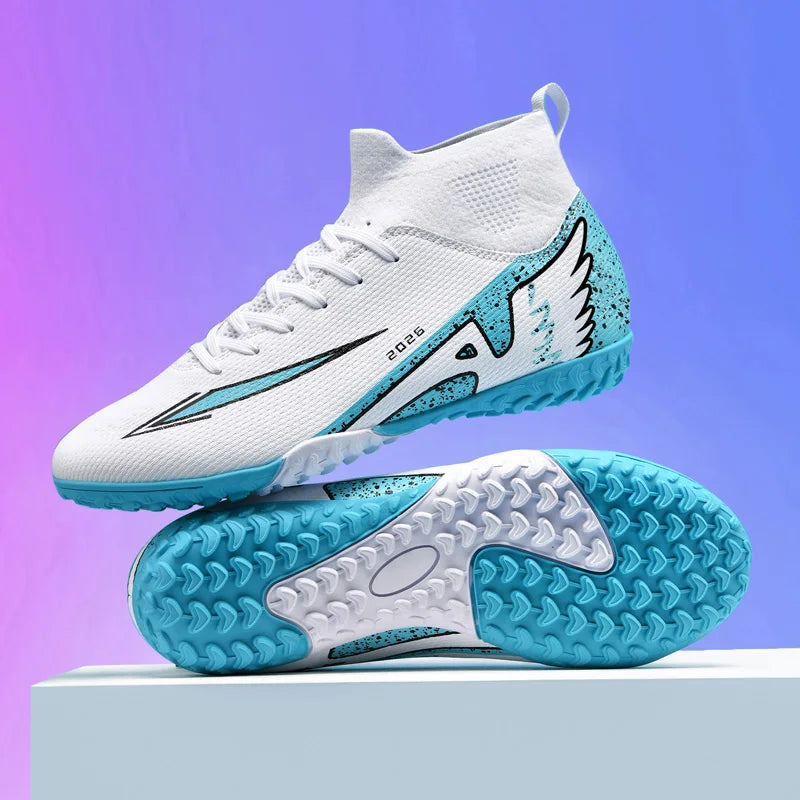 Nouvelles chaussures de football pour hommes, antidérapantes, de haute qualité, ultralégères, pour l'extérieur et l'intérieur, chaussures de sport à haute cheville, futsal antidérapantes