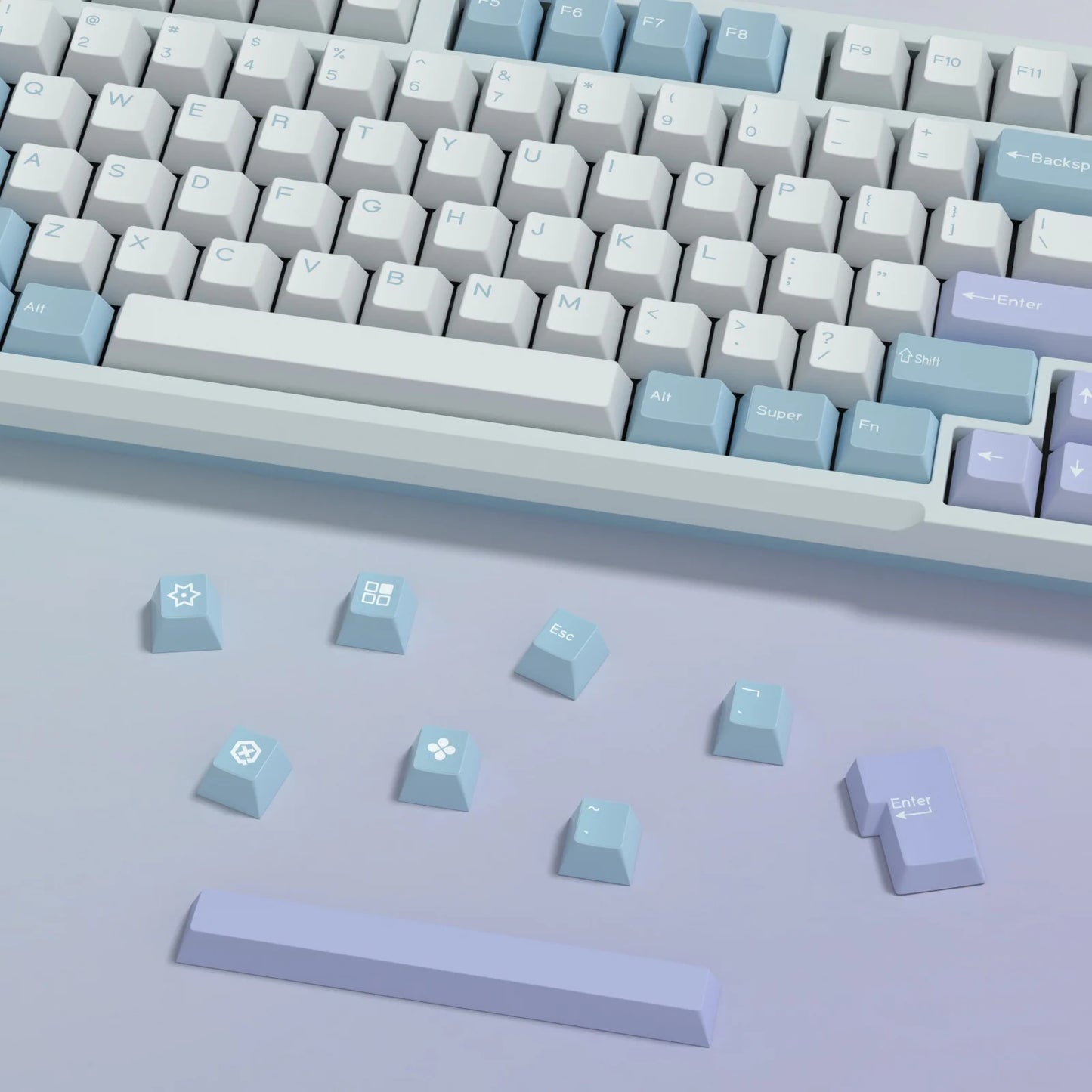 KBDiy GMK Illusion Keycap Cherry Profile Double Shot PBT ISO Keycaps For Gamer Mechanical Keyboard Kit Gaming Point Retro Keycap