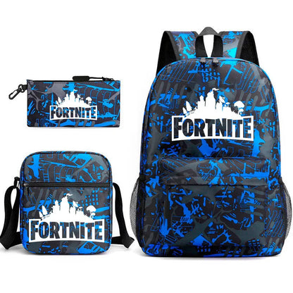 3Pcs Fortnite Gaming Backpack Set Lightweight Minimalist Laptop Schoolbag Pencil Case Lunch Bag Casual Travel Bag Holiday Gift