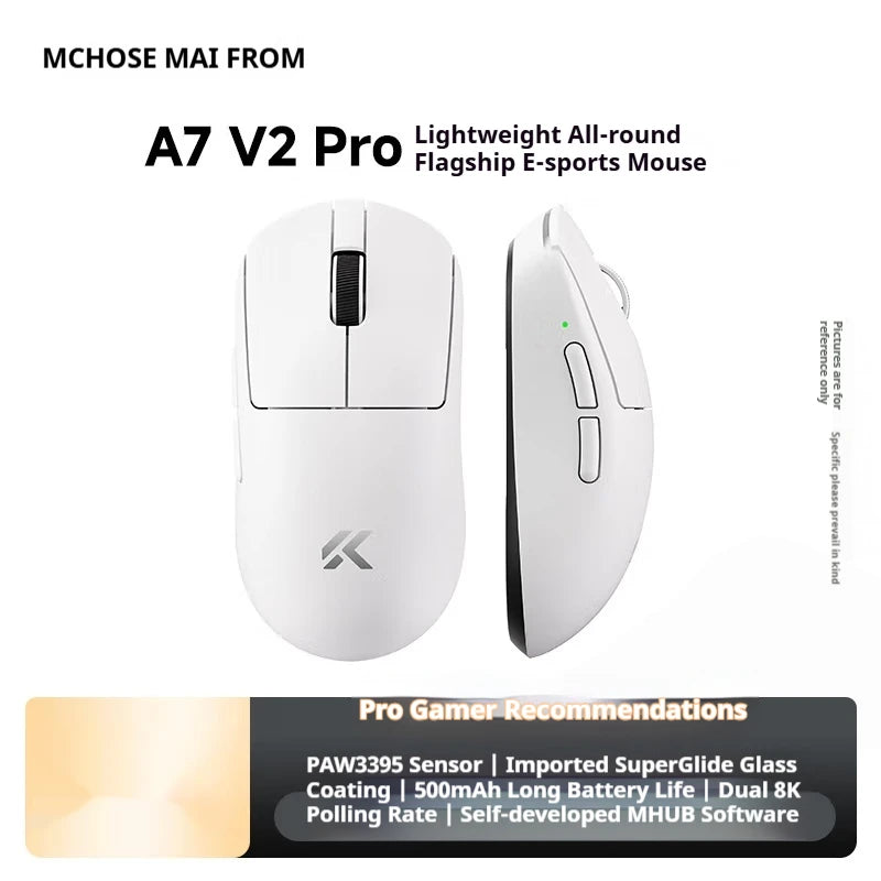 MCHOSE A7 V2 Ultra+ Kabellose Maus Tri-Mode Leichtgewicht Paw3950 Ti 42000dpi 500mah PC E-Sports Laptop Gaming-Maus Zubehör
