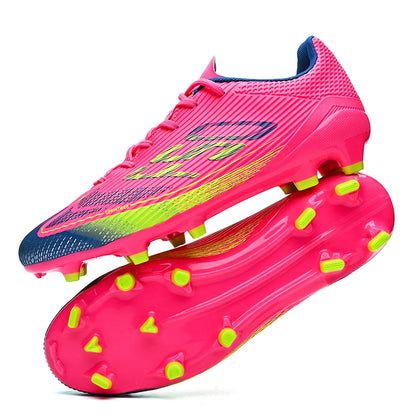 Chaussures de football classiques AG/FG, crampons longs résistants à l'usure en TPU, tige en tissu mélangé PU, antidérapantes et confortables pour le football en plein air pour enfants