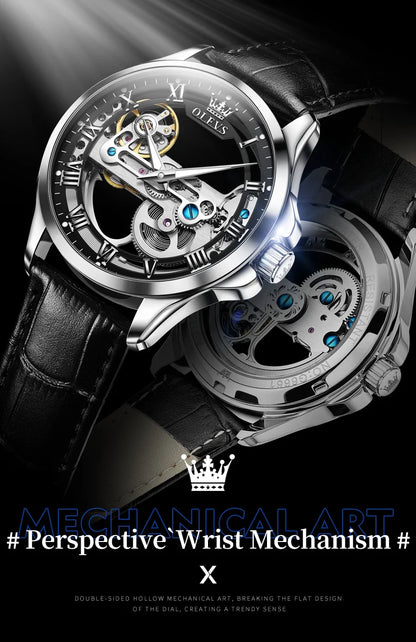 OLEVS 6661 Automatic Watch For Men Skeleton Original Mechanical Movement Men's Wristwatch Waterproof Luminous Sport Men's Watches