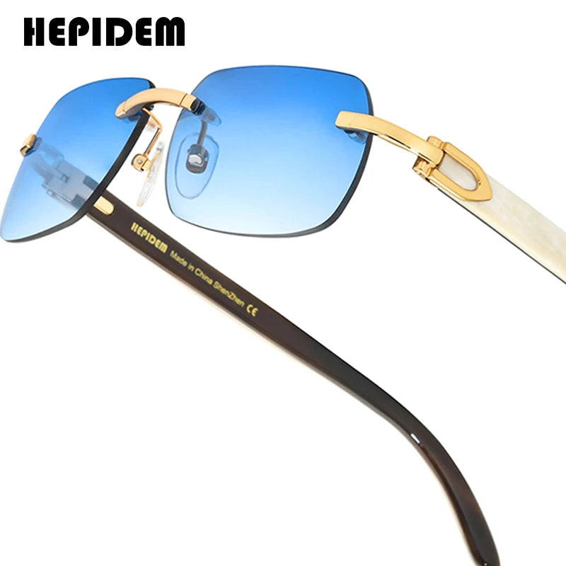 HEPIDEM Buffalo Horn Glasses Men Famous Brand Design Rimless Sunglasses Women Luxury Eyewear Horn-Rim Frameless Buffs Eyeglasses