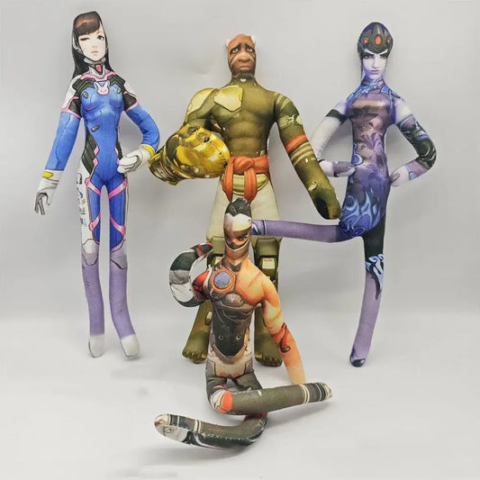 Figurină de pluș tip păpușă 26cm, cu sârmă flexibilă în corp pentru diverse posturi, anime/joc Overwatch D.Va / Doomfist / Genji / Widowmaker