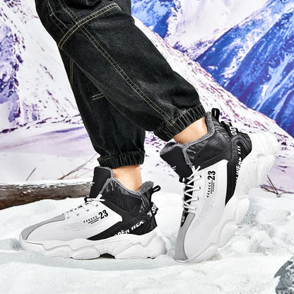Baskets en peluche coordonnantes imperméables pour hommes, chaussures de tennis pour hommes, pantoufles chaudes, bottes d'hiver, nouveau, 2024