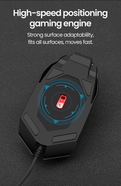Ratón gaming USB con cable RGB retroiluminado, botón de silencio, LED luminoso y 1600DPI para PC de escritorio, portátil, ordenador, hogar y oficina