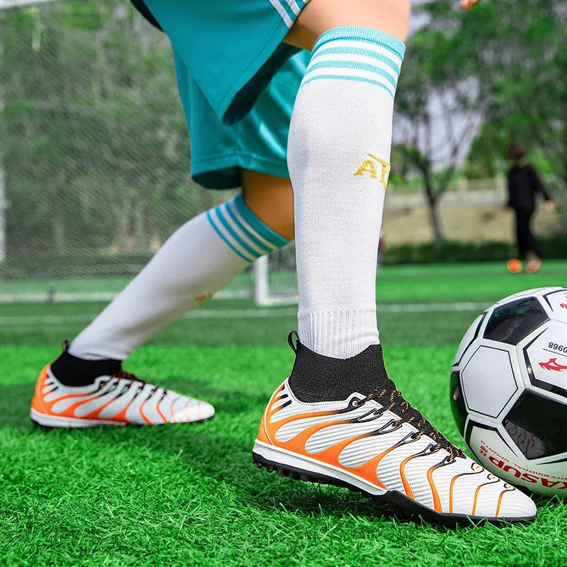 Men Soccer Shoes Sport FG/TF Outdoor Football Boots Training Boys Match Non Slip Long Spikes Cleats Indoor Futsal Comfortable