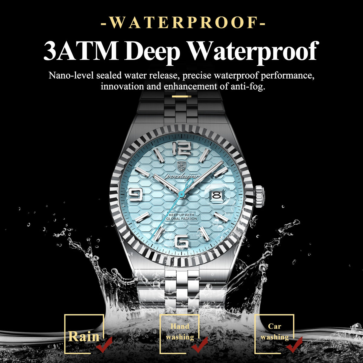 POEDAGAR High Quality Original Men Clock Waterproof Luminous Date Luxury Man Watch Stainless Steel Quartz Men's Watches Male+Box