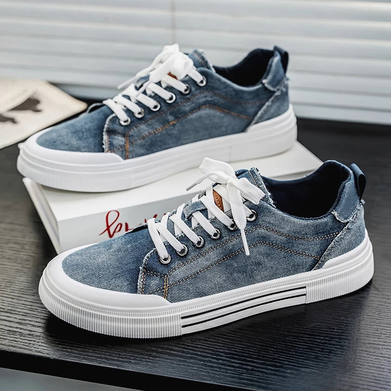 Personalized Spring and Autumn New Men's Shoes, Korean Style Fashionable Large Size Low-Top Casual Shoes, Denim Single Shoes, Versatile Sneakers