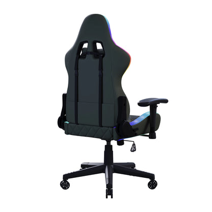 Rosahqnda Gaming Chair with Massage Function, LED Lights, Ergonomic Gaming Chair, Adjustable Reclining Computer Chair with Lumbar Support, Headrest & 150KG Capacity