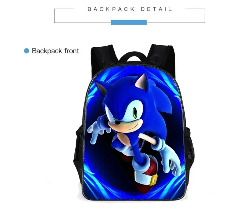 2025 New Arrival Sonic School Bag Lunch Bag Pencil Case Boys Girls Daily Use Book Cartoon Book Bags For Kids Christmas Gift