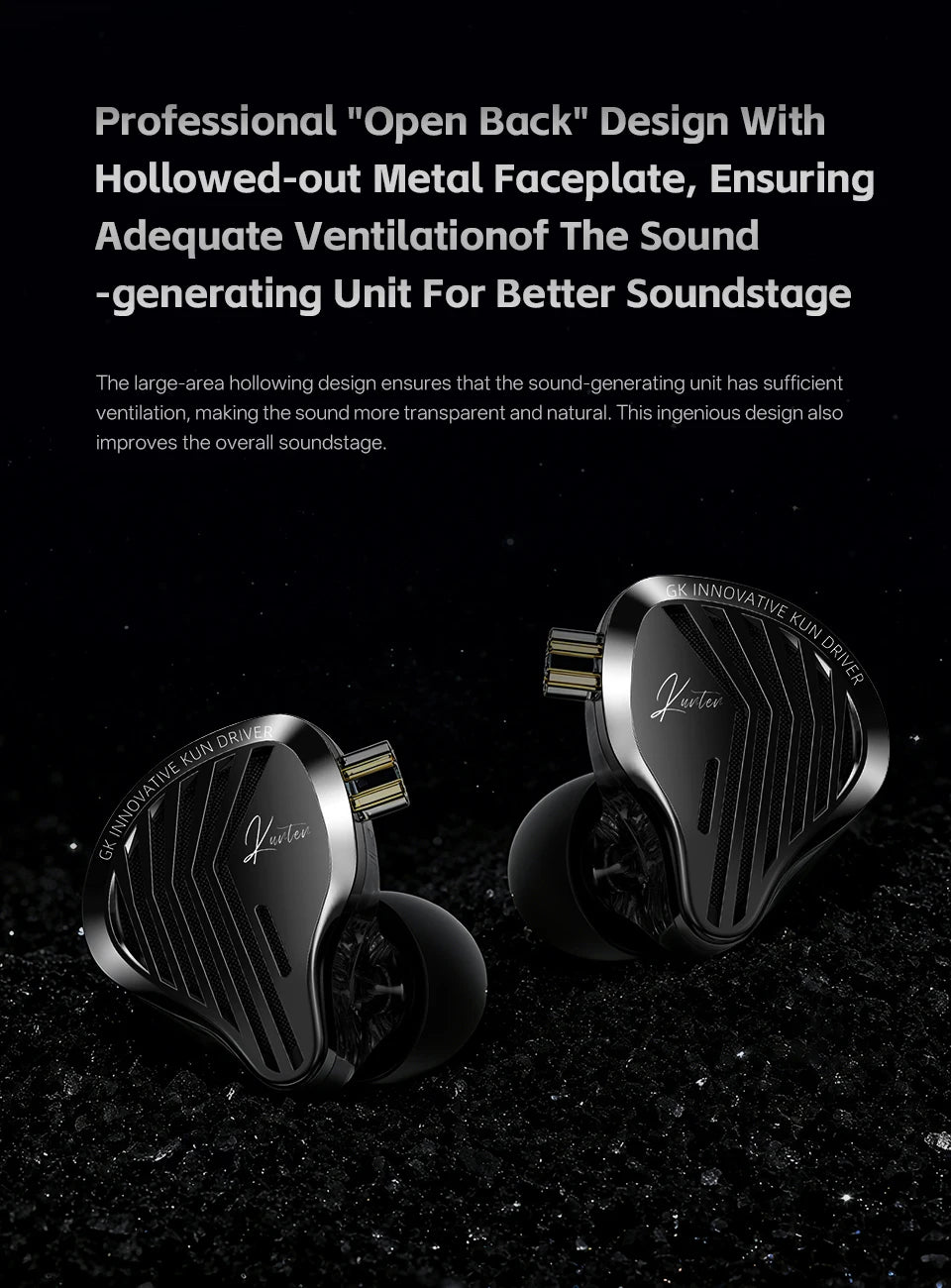GK KUNTEN HiFi Dynamic Driver Earphones Wired In-Ear Headphones with Microphone, Detachable Cable DJ Music Earbuds, Professional HiFi Audio Earphones